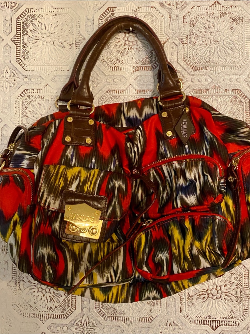 MZ Wallace Red Multicolor Abstract Shoulder Bag